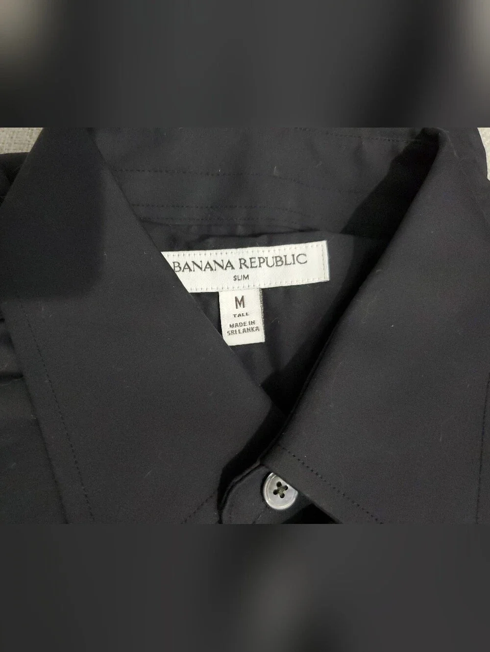NWOT Banana Republic Black Slim-Fit Wrinkle-Resistant Dress Shirt Size Medium